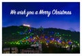 Merry Christmas. Christmas tree composed of colored lights and white comet star Royalty Free Stock Photo