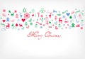 Merry christmas greeting card - xmas decoration pattern with text Royalty Free Stock Photo