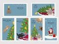 Merry Christmas greeting cards with naughty cats