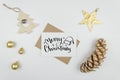 Merry christmas greeting lettering.Christmas holiday decorations Royalty Free Stock Photo