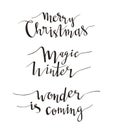 Merry Christmas greeting lettering. Season vector holiday design of phrases.Vector Handwritten text. Calligraphy collection.