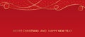 Merry Christmas greeting on a red background with golden elements.Happy New Year 2024.Merry Christmas and Happy New Year Royalty Free Stock Photo