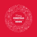 Merry Christmas greeting text wreath circle