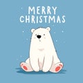 merry christmas greeting text with cute icebear Royalty Free Stock Photo