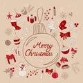 Merry Christmas greetings in ball. Royalty Free Stock Photo