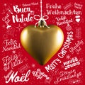 Merry Christmas greetings card from world in different languages Royalty Free Stock Photo