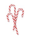 Merry Christmas greetings in a realistic 3D Candy Cane in the background. Vector illustration Royalty Free Stock Photo