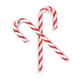 Merry Christmas greetings in a realistic 3D Candy Cane in the background. Vector illustration Royalty Free Stock Photo