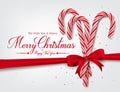 Merry Christmas Greetings in Realistic 3D Candy Cane Royalty Free Stock Photo