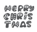 Merry Christmas grey vintage scandinavian lettering vector text. Royalty Free Stock Photo