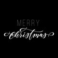 Merry Christmas hand drawn calligraphy modern lettering for greeting card design. Vector festive calligraphic trendy text typograp