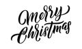 Merry Christmas hand drawn calligraphy. Vector Xmas greeting card lettering on white background Royalty Free Stock Photo