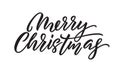 Merry Christmas hand drawn calligraphy, Xmas holiday quote text. Vector lettering for Christmas greeting card Royalty Free Stock Photo