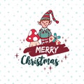 Christmas cute santa helper elf holiday cartoon Royalty Free Stock Photo