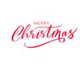 Merry Christmas hand drawn modern brush calligraphy. Red lettering isolated on white background. Royalty Free Stock Photo