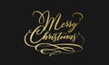 Merry Christmas hand lettering in gold isolated on white. Vector image. Merry christmas sign in a caligraphic style Royalty Free Stock Photo