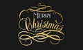 Merry Christmas hand lettering in gold and white. Merry christmas sign in a calligraphic style. Merry christmas Royalty Free Stock Photo