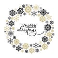 Merry Christmas hand lettering greeting card.