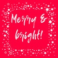 Merry Christmas Hand lettering Greeting Card. Typographical Vector Background. Handmade script with dry brush. Royalty Free Stock Photo