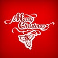 Merry Christmas hand lettering inscription on red. Vector illustration. Royalty Free Stock Photo