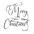 Merry Christmas hand lettering isolated on white. Vector image. Merry christmas sign in a caligraphic style Royalty Free Stock Photo