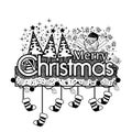 Merry Christmas. Hand lettering typography text. Doodles. vector illustrator Royalty Free Stock Photo