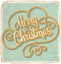 MERRY CHRISTMAS hand lettering vintage card (vector)