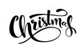 Merry Christmas handwritten lettering. Black text isolated on white background. Christmas holidays typography. Vector