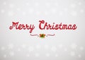 Merry Christmas handwritten lettering. White text with snowflakes isolated on white background.