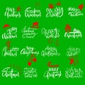 Merry Christmas handwritten lettering. Typographic emblems set. Vector logo, text design. Usable for banners, greeting Royalty Free Stock Photo