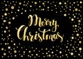 Merry christmas handwritten text on black background