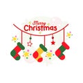 Merry Christmas with hanging socks vector illustration