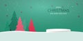 Merry Christmas and Happt New Year concept.Abstract 3d white cylinder pedestal podium and pine trees on minimal winter scene Royalty Free Stock Photo