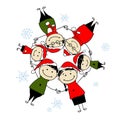 Merry christmas! Happy family illustration Royalty Free Stock Photo