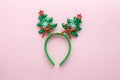 Merry Christmas and Happy Hew Year background, funny hoop with with christmas trees