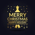 Merry christmas and happy holiday luxury design black background