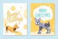Merry Christmas and Happy Holidays Bright Postcards