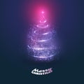 Merry Christmas, Happy Holidays Card - Christmas Tree Shape Made from Bright Spiralling Light