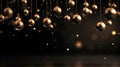 Merry Christmas and Happy Holidays new year celebration banner template greeting card - Group of hanging golden Christmas balls Royalty Free Stock Photo