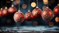 Christmas baubles and garland lights