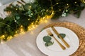 Merry Christmas and Happy Holidays. Time of family tea party. Christmas wooden table. Royalty Free Stock Photo