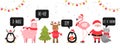 Merry christmas and happy New Near. Cute Christmas animals with speech bubbles. Vector Royalty Free Stock Photo