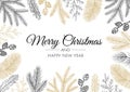 Merry christmas and happy new year abstract signs, labels or logo templates set. Royalty Free Stock Photo