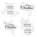 Merry christmas and happy new year abstract signs, labels or logo templates set. Royalty Free Stock Photo