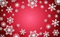 Merry Christmas and Happy new year. Abstract snowflakes with white frame on red background Royalty Free Stock Photo