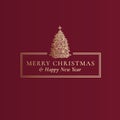 Merry Christmas and Happy New Year Abstract Vector Classy Frame Label, Sign or Card Template. Hand Drawn Decorated With Royalty Free Stock Photo