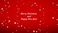 Merry Christmas and Happy New Year Against the Background of Falling Snow. Red Background. Colored. Winter Holidays