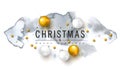 2019 Merry Christmas and Happy New year background with Christmas balls and watercolor texture.Vector illustration for holiday gre Royalty Free Stock Photo