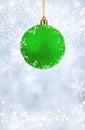 Merry Christmas and Happy New Year background with green balls