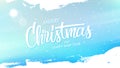 Merry Christmas and Happy New Year background with hand drawn lettering, sun, snowflakes and white brush strokes. Royalty Free Stock Photo